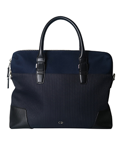 Dior Homme Briefcase,Canvas/Leather,Navy Pinstripe,DB,03-BO-0136